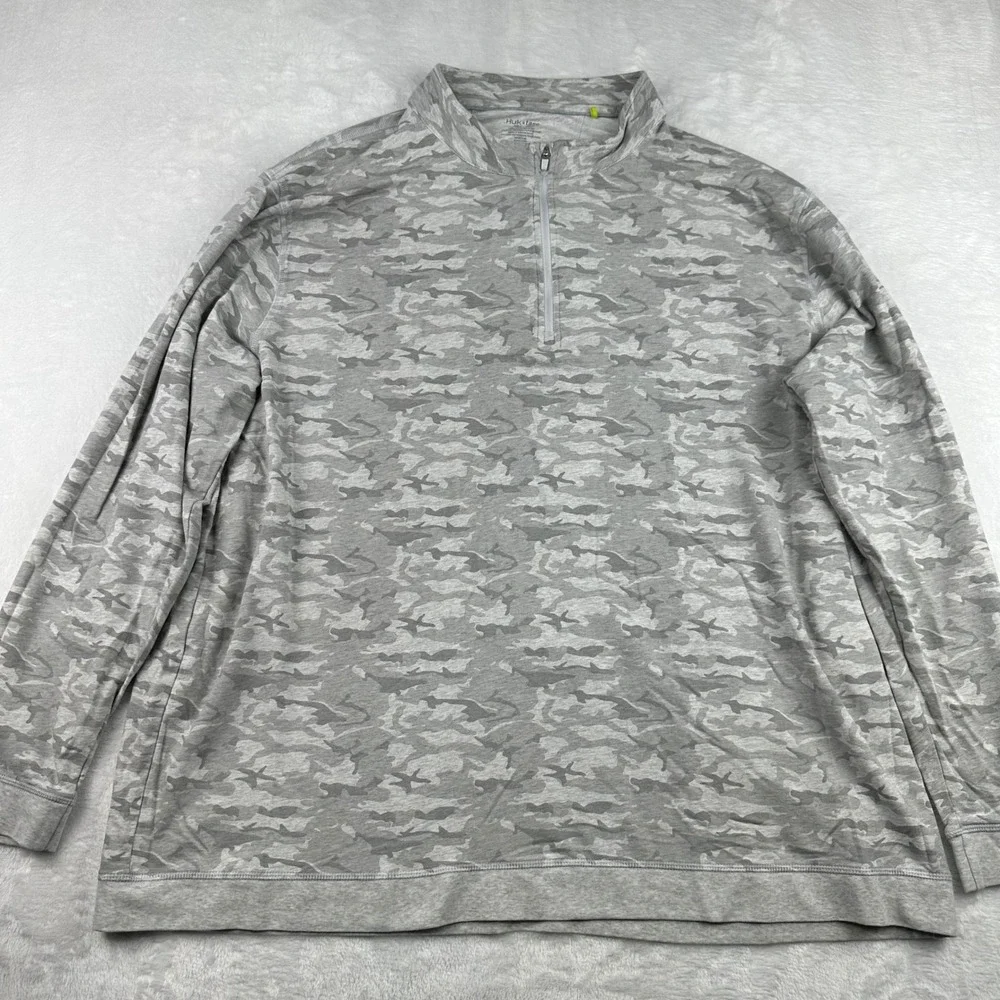 Huk x Tasc Mens 3XL Gray Camo Quarter Zip Pullover Bamboo Cotton Fishing Active